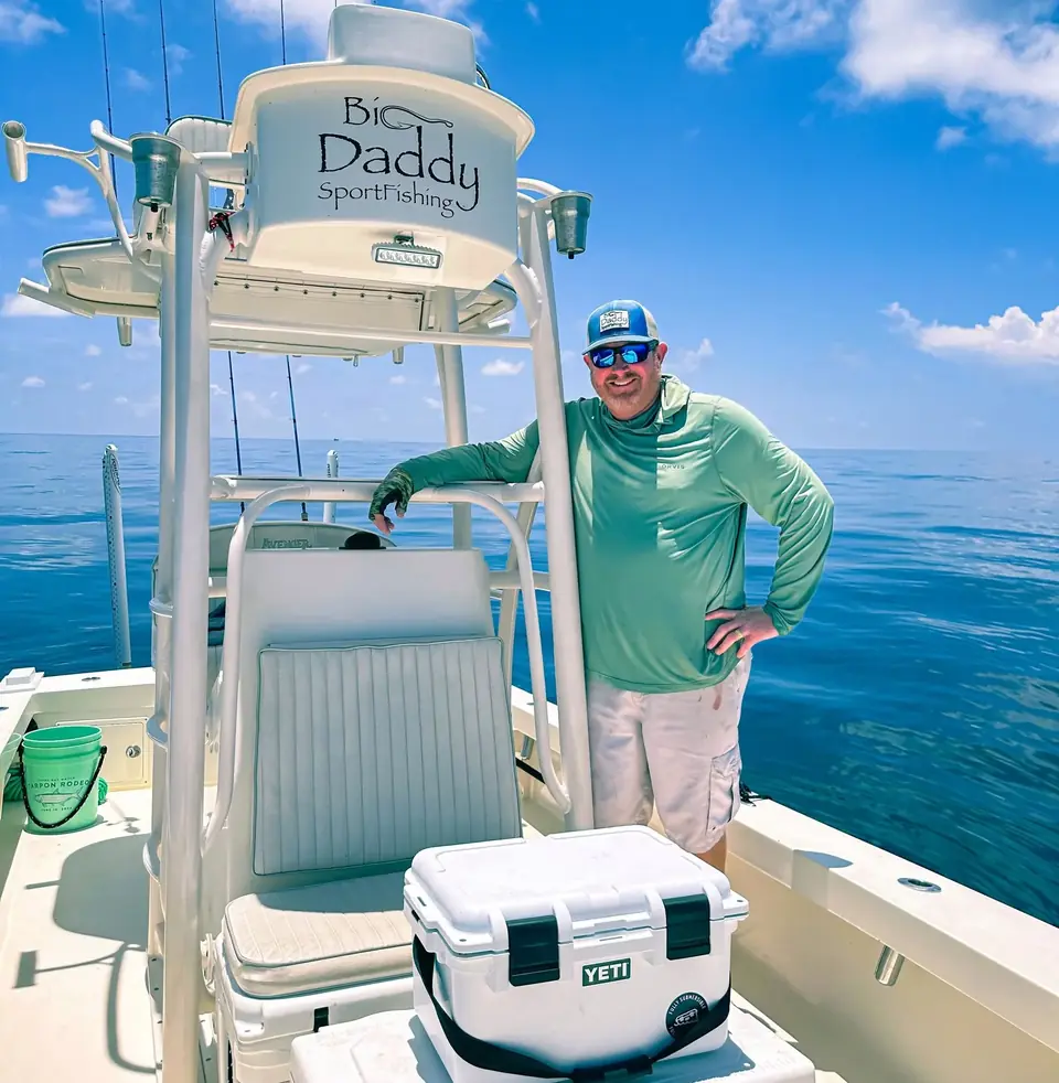 Captain Jim Pollard, owner of Big Daddy Sportfishing, on his Tampa Bay charter boat